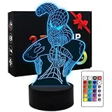 Spider-Man Night Light Kids, 3D Spider Man Lights 16 Colors Changing Remote Control, Cool Toys for Boys Room Decor, Party Christmas Birthday Favours Gifts for Kids Girls Boys