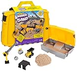 Kinetic Sand, Construction Site Folding Sandbox Playset with Vehicle and 907g, for Kids Aged 3 and Up