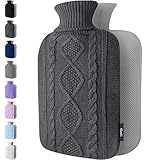 Qomfor Hot Water Bottle with Cover UK - Soft Premium Faux Fur, 1.8L Hot Water Bottle for Period Pain Relief, Back Pain & Shoulder Pain - Cozy Gifts for Women & Men - Luxury Comfort (Dark Grey)