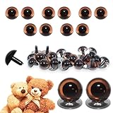 celloexpress 15mm Transparent Brown Crystal Eyes with Metal Backs - Safety Eyes for Soft Toy Teddy Bear Animal Making (Pack of 5 Pairs)