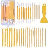 Pottery Clay Sculpting Tools, Polymer Clay Tools, Wood Carving Tools, Pottery Clay Modelling Tools Double-Ended for Sculpture, Modelling Clay, Polymer, Ceramic, Embossing (39pcs)