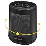 Russell Hobbs 2000W/2KW Electric Heater in Black PTC Ceramic Space Heater, Portable Oscillating 2 Heat Settings Overheat Protection, Adjustable Thermostat 10m2 Room Size RHFH1008B, 2 Year Guarantee