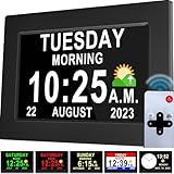 Véfaîî Newest,Dementia Clock 2.0 with Auto DST, 20 Custom Reminders, Day Clock with Sun/Moon icons for Elderly, Sleep Trainer, 7" with Remote & HD Picture Frame