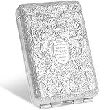 BOZILY Retro European Vintage Metal Cigarette Case Holder - Personalised Angel Garden Design, Holds 14 Cigarettes 84mm (Silver)