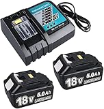2 Pack BL1850B Battery + 3A DC18RC Charger Compatible with Makita18V Batteries 14.4V-18V BL1850 BL1830 BL1860 BL1840 and DC18RD DC18RC DC18SF DC18RCT Charger