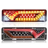 NWpangu LED Truck Tail Lights, 57 LED 12V/24V Universal Rear Lamps, 5 Functions - Turn Signal/Reverse/Running/Brake Stop Light, 2PCS