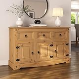 Corona Sideboard 3 Door 3 Drawer Mexican Style Solid Pine Wood Cupboard
