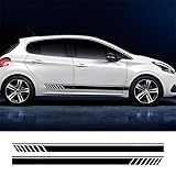 2 PCS Car Stripe Sticker for Citroen DS3 DS6 DS7, Sport Racing Stripe Graphic Sticker Modified Vinyl Decoration, Black
