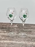 Pair of Perrier-Jouet Mischer Traxler Green Flower Champagne Glasses