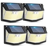 Solar Lights Outdoor Garden 248 LED Solar Security Light 3 Motion Sensor Modes and 270 Wide Angle Lighting IP65 Waterproof Outside Solar Powered Wall Lights for Fence Front Door Yard Garage 4 Pack