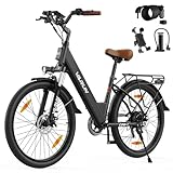 VARUN Electric Bike, 26" City E Bike with 55NM Motor, 48V 499.2Wh Removable Battery, 7-Speed Gear, LCD Display, 100km Range, Commuter Electric Bike for Men and Women