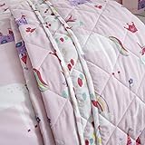 Happy Linen Company Girls Kids Unicorns Princess Rainbows Pink Reversible Quilted Throwover