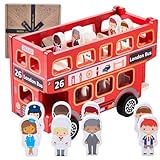 Jaques of London Bus Toy for 2 Year Olds | Red Double Decker Toy with Wheels | Perfect Wooden Toys for Toddlers | Classic Wooden Toys for Children