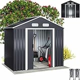 Gardebruk® Garden Shed | 6x4' | 2m² | Outdoor Storage for Garden Furniture Garden Tools | Wheelie Bin Storage | Log Store | Bike Shed House | Apex Roof, Sliding Door | 196x132x188cm | Anthracite Grey