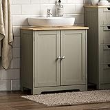 Bath Vida Priano Under Sink Bathroom Cabinet Floor Standing Storage Cupboard Basin Unit, Grey & Oak
