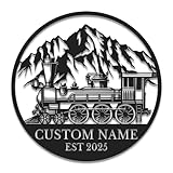 Personalized Railroad Metal Wall Art – Custom Train Engine & Station Sign – Industrial Decor for Man Caves, Offices & Train Lover Gifts (Style-6)