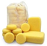Premium Synthetic Horse Tack Sponges - with Cotton Bag; 12pc Value Pack for Saddles, Bridles, Boots and Leather Care (2x Rectangular, 10x Round) by Equus Constantia