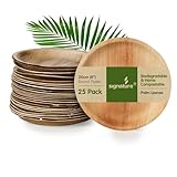 Signature Packaging - Disposable Palm Leaf Plates - Sturdy Medium Round Plates - 8”/20cm, 25 Pack Similar to Bamboo and Wood. Compostable and Biodegradable