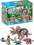 Playmobil | Dinos | Triceratops with Baby | Dino Playset | Animal Figures | Adventure Toy | For Kids Aged 4+ | 71821