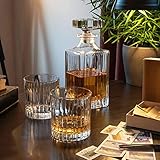 DIAMANTE Whisky Set 3 Piece “Broadway” Collection in Luxury Satin Lined Box - 1 Crystal Decanter with 2 Crystal Tumblers in a Satin Lined Presentation Box