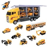 Teamsterz Construction Transporter Vehicle Playset | Construction Car, Lorry And Construction Truck Toys | Indoor And Outdoor Sandpit Toys | Toy Car Launcher | Cars Storage And Ramp | Ages 3+