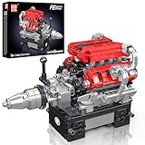 Mould King V8 Engine Building Blocks Set, 10204 Engine Model Kit That Runs, Sports Car Engines for Adults with Battery Box and Motor, Construction STEM Toy for Tees (750 Pcs)