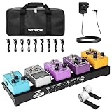 STRICH Guitar Pedal Board with Built-in Power Supply, Small Pedal Board 15 x 5.1" 1.3LB Lightweight Aluminum Alloy, PedalBoard with Pedal Cables, Bag, Hook Loop Strips PB-M15