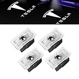 Supfoto Car Door LED Logo Projector Light Compatible with Tesla Model S/3/X/Y - 4 Pack Ghost Shadow Welcome Puddle Lights Accessories