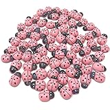 Wedding Touches Pink Mini 9x12mm LadyBirds Self Adhesive Wooden Ladybug Craft Card Wood Toppers (100)