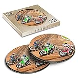 2 x Eco Boxed Cork Coasters - Speedway Track Bike Biker Drink Cup Mug Glass Table Mat #2759