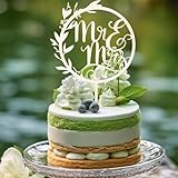 TIESOME Mr & Mrs Wooden Cake Topper, Wooden Cake Toppers Rustic Wedding Anniversary Decor Engagement Bridal Shower Decoration