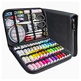 JUNING Sewing Kit with Black Case Portable Sewing Supplies for Home, Travel, Adults, Beginner, Emergency, 42 Threads, Scissors, Needles, Measuring Tape