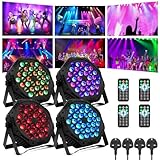 BrightWish 4 Pack Disco Lights for Parties, 36 LED Stage Lights with DMX & Remote Control, 7 Mode RGB Effect for DJ Events, Kids Party, Club, Bar, Home Birthday