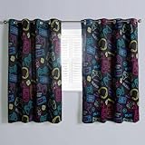 OHS Gamer Curtains Black, Decorative Eyelet Curtain Blackout for Kids Boys Bedroom Playroom Home Accessories Gaming Curtains Two Panels - Black, 46" x 72"