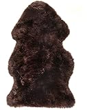 Lambland Grade A Stitched Genuine Sheepskin Rug in Chocolate Brown – Luxurious Single Size Natural Rug for Home Décor, Bedroom, or Nursery