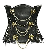 Bslingerie® Gothic Punk Steel Boned Faux Leather Underbust Waist Cincher Corset (M- UK 10-12, Classic Black)