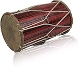Small 25 x 15 cm Compact Dholak Drum Set, Handmade Wood & Leather Classical Indian Hand Percussion Drums, World Musical Instruments Punjabi Tabla Dhol Dholki For Decor & Travel Gift For Music Lovers