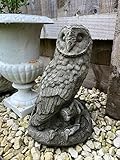 Limestone Barn Owl Statue | Reconstituted Stone Vintage Bird Concrete Outdoor Garden Ornament
