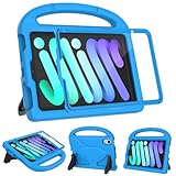 MOXOTEK Kids Case for iPad Mini 7 (A17 Pro) 2024 / Mini 6 2021, iPad Mini 7th/6th Generation Case with Screen Protector, Durable Shockproof Handle Stand Protective Cover for iPad 8.3 Inch, Blue