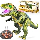 JOYIN LED Light Up Remote Control Dinosaur Walking and Roaring Realistic T-Rex Dinosaur Toys with Glowing Eyes, Walking Movement, Shaking Head For Toddlers Boys Girls
