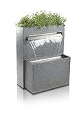 Primrose 89cm Grey Cascata Delle Granite Touch Water Feature Waterfall Indoor Outdoor Cascade & Planter with LED Lights