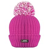RockJock R40 Ladies Womens Winter POM POM Ribbed Beanie HAT with Advanced Thermal Insulation Cerise
