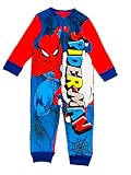Marvel Spiderman Boys Fleece Onesie All in One Pyjamas Kids Sleepsuit Onezee 3-10 Years (5-6 Years, Blue)