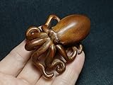 HXSCOO Japanese boxwood hand carved octopus fish Figure statue netsuke collectable Decoration gift