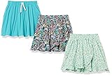 Amazon Essentials Girls' Knit Skorts with Elastic Waist and Built-in Breathable Shorts, Pack of 3, Teal Blue, 8 Years