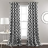 Lush Decor Curtains Room Darkening Window Panel Set for Living, Dining, Bedroom (Pair), Polyester, Black, 52" W x 84" L (Pack of 1)