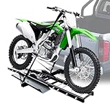 Grandroad Heavy Duty Steel Motorcycle Trailer Hitch Carrier, 450LBS Dirtbike Carrier Hitch Mount with Loading Ramp Anti-Tilt Locking Device