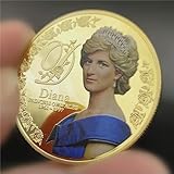 KONJEELIO Five Pounds 999 Gold Silver Plated Coin Diana Princess of Wales Coins Collectibles Coins of British Diana Spencer-Gold