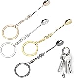 4 pcs Snuff Spoon - mini Crown Spoons Keychain - mini Spoons - Spoon Key Rings - Perfect for Men and Women Backpack Charms and Party Favors
