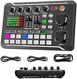 ALLWIN Live Sound Card and Audio Interface with DJ Mixer Effects and Voice Changer, F998 Bluetooth Stereo Audio Mixer, for Live Youtube Streaming, PC, Recording Studio and Gaming